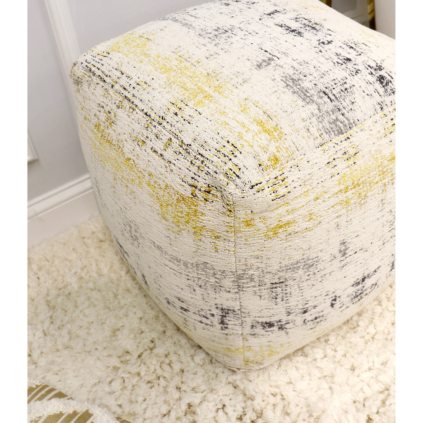 039 SR-702414 | Lifestyle | Grand Canyon Pouf by Pasargad Home. Made from cotton in a modern style.