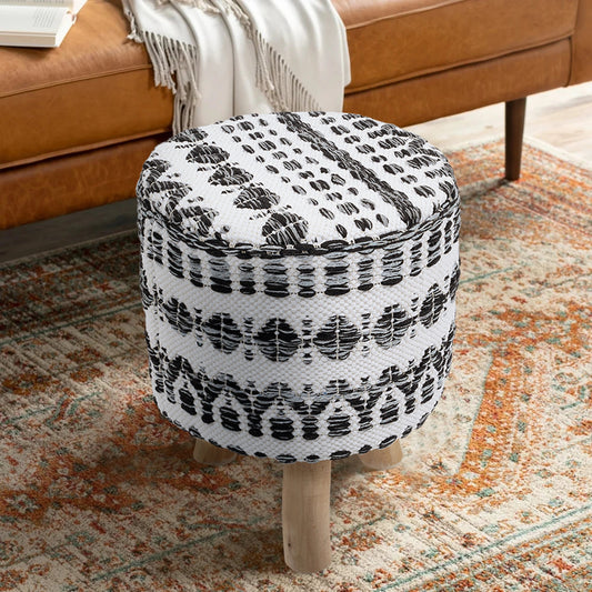 Grand Canyon White Stool by Pasargad Home in white. Made from cotton in a cottage & farmhouse style.