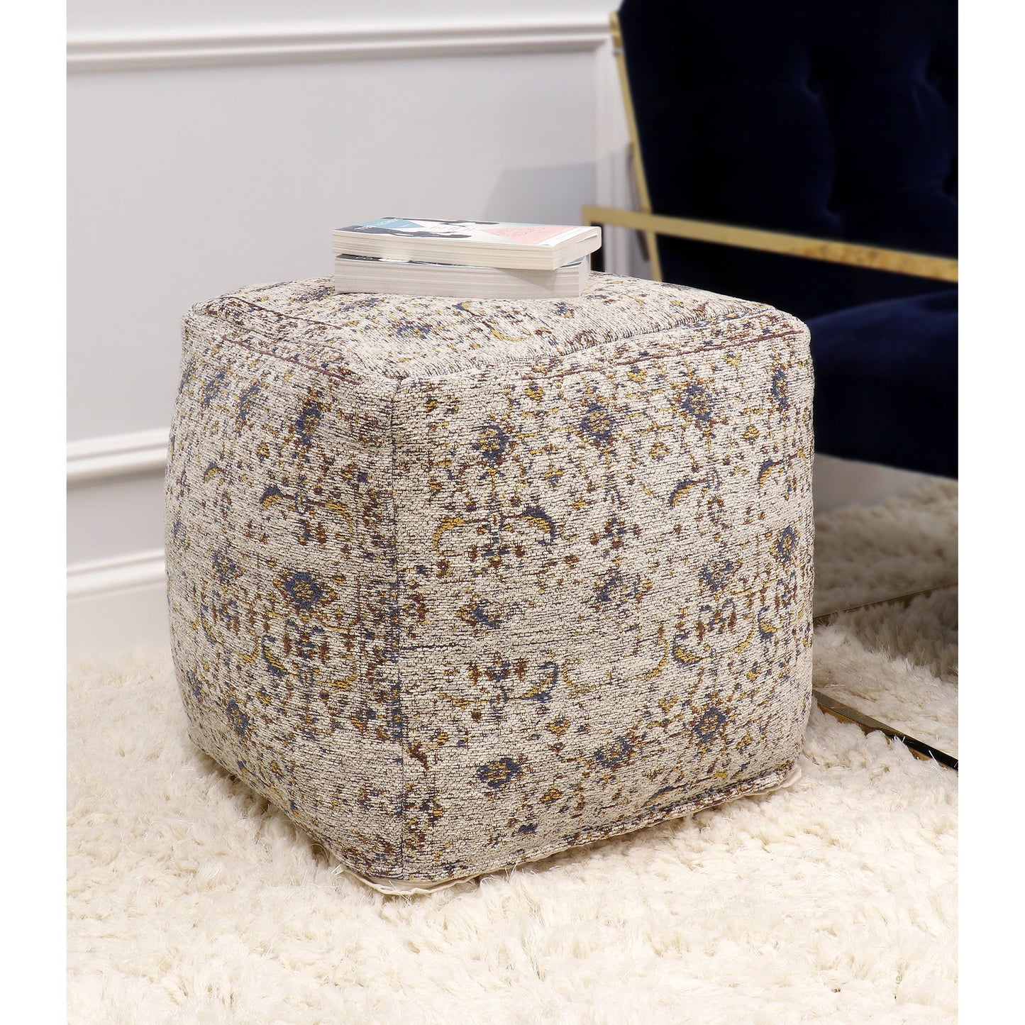 043 SR-702415 | Lifestyle | Grand Canyon Pouf by Pasargad Home. Made from cotton in a modern style.