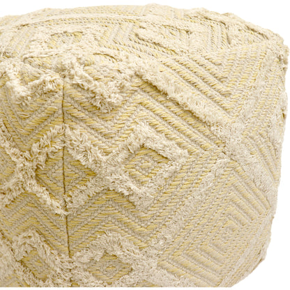 Grand Canyon Yellow Pouf by Pasargad Home in yellow. Made from cotton in a modern style.