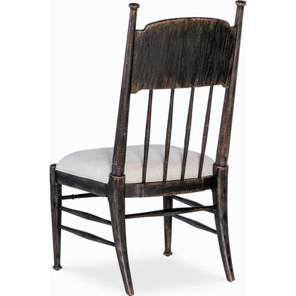 Americana Upholstered Seat Side Chair by Hooker Furniture in beige. Made from oak veneers and fabric in a cottage & farmhouse style.