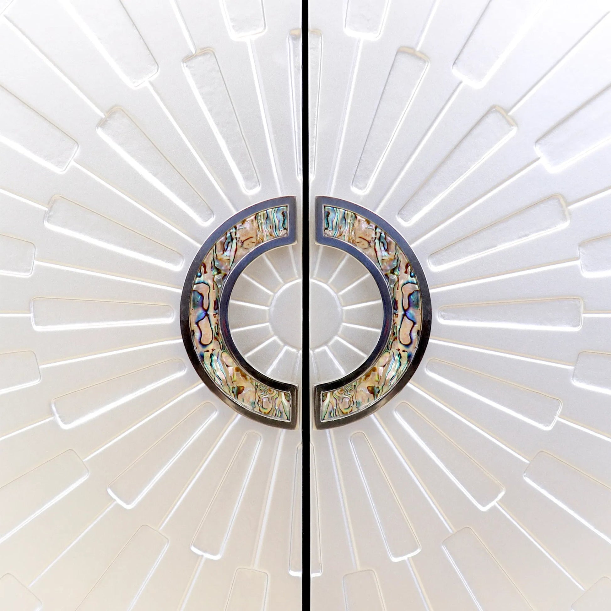 Calypso Bar Cabinet by Pasargad Home in silver. Made from wood, metal in a modern style.