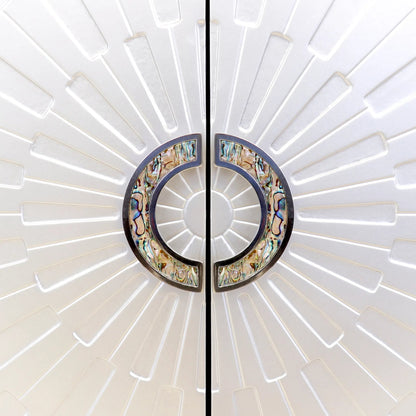 Calypso Bar Cabinet by Pasargad Home in silver. Made from wood, metal in a modern style.