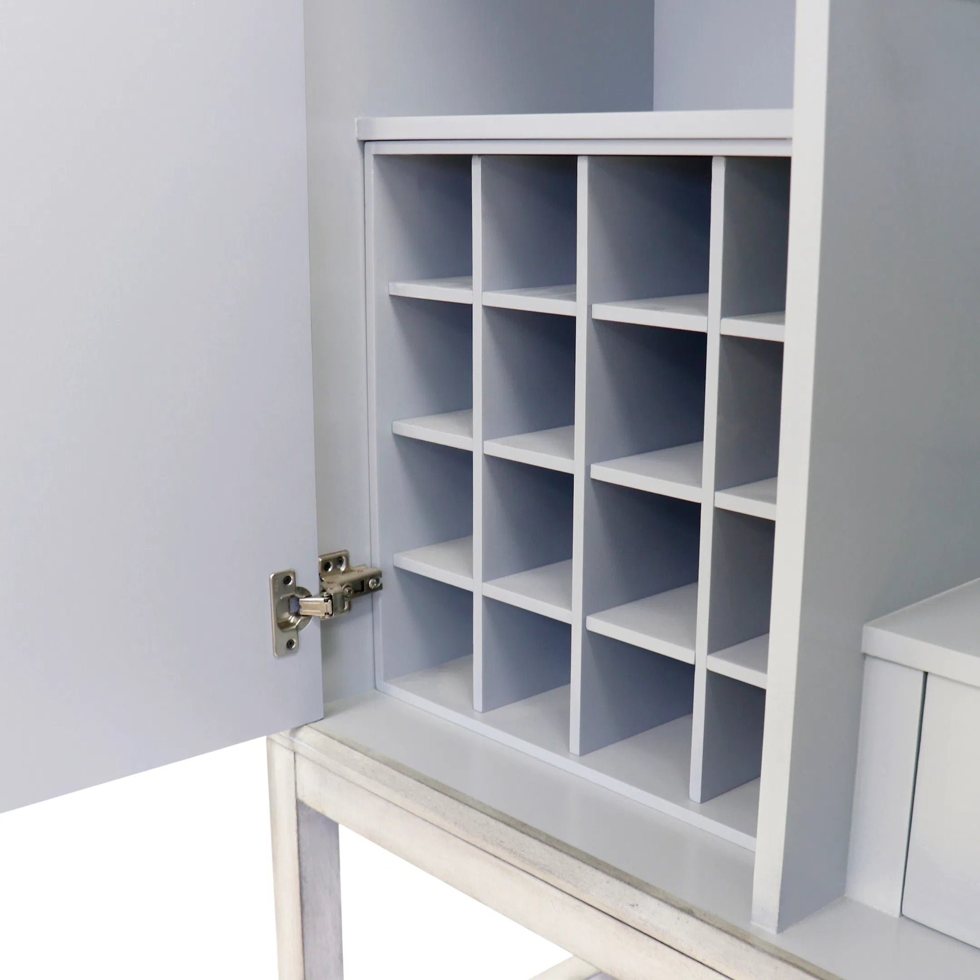 Oliver Bar Cabinet by Pasargad Home in grey. Made from wood, metal in a modern style.