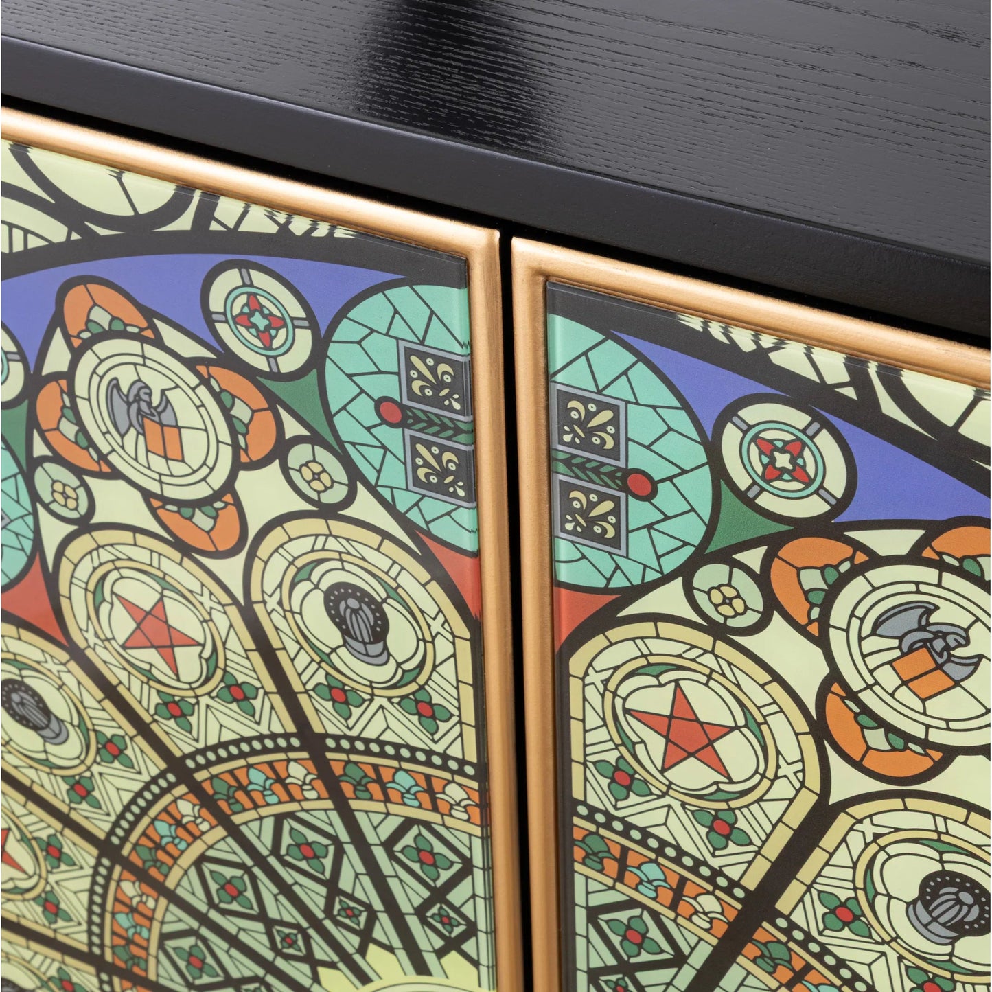 006 SI-2544393 | Closeup | Solani Sideboard by Pasargad Home in multi, black. Made from unique in a unique style.