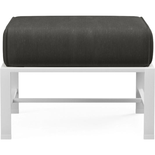 Bristol Outdoor Ottoman in Canvas Flax w/ Self Welt by Sunset West. Made from aluminum in a modern style.