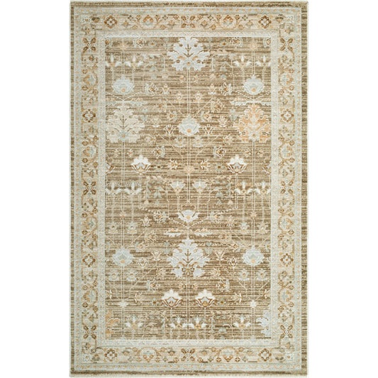 Pierre Loti PPL-2302 Rug by Livabliss in dark brown, light beige, light gray, off-white, dusty sage, brown. Made from polyester in a unique style.