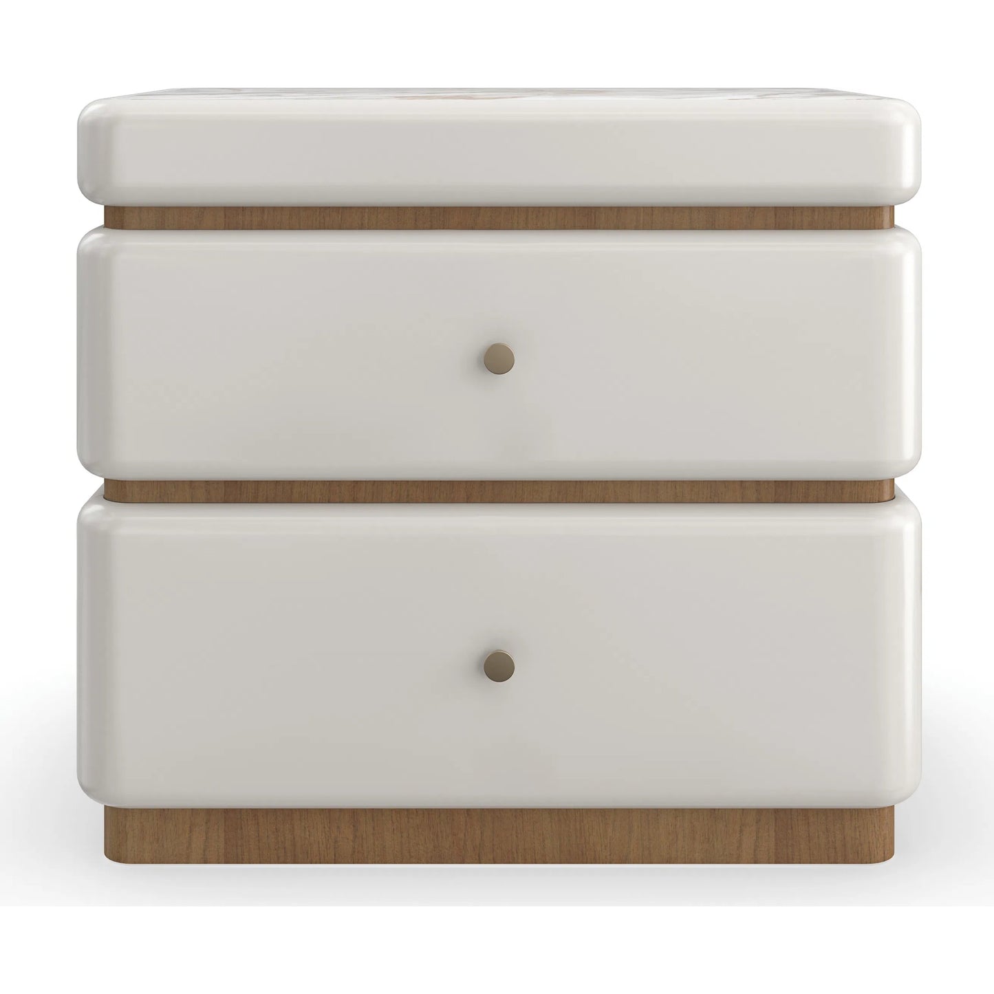 004 SI-2193880 | Additional Silo | Milos Nightstand by Caracole in almond milk, toasted pecan. Made from acacia, marble, birch in a modern style.
