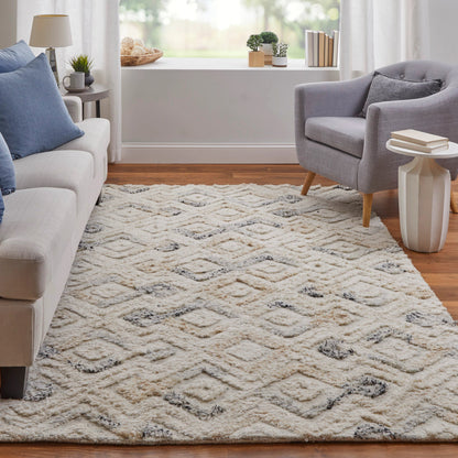 Anica Transitional Moroccan Rug - 8004F by Feizy in ivory, gray, black. Made from wool in a unique style.