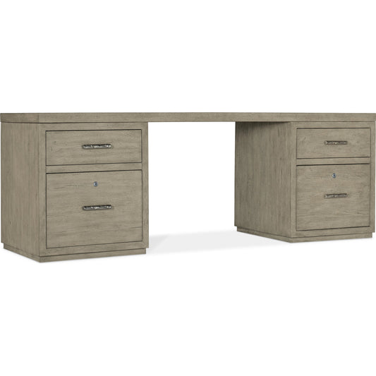 Linville Falls Desk - 84" Top-2 Small Files by Hooker Furniture in mink. Made from oak veneers in a modern style.
