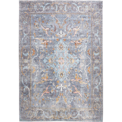 Percy Transitional Rug - 39AFF by Feizy in blue, gray, orange. Made from polyester in a unique style.