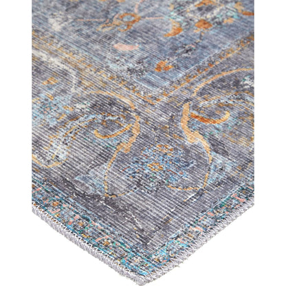 Percy Transitional Rug - 39AFF by Feizy in blue, gray, orange. Made from polyester in a unique style.