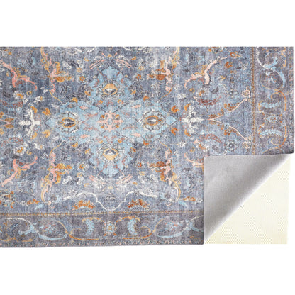 Percy Transitional Rug - 39AFF by Feizy in blue, gray, orange. Made from polyester in a unique style.