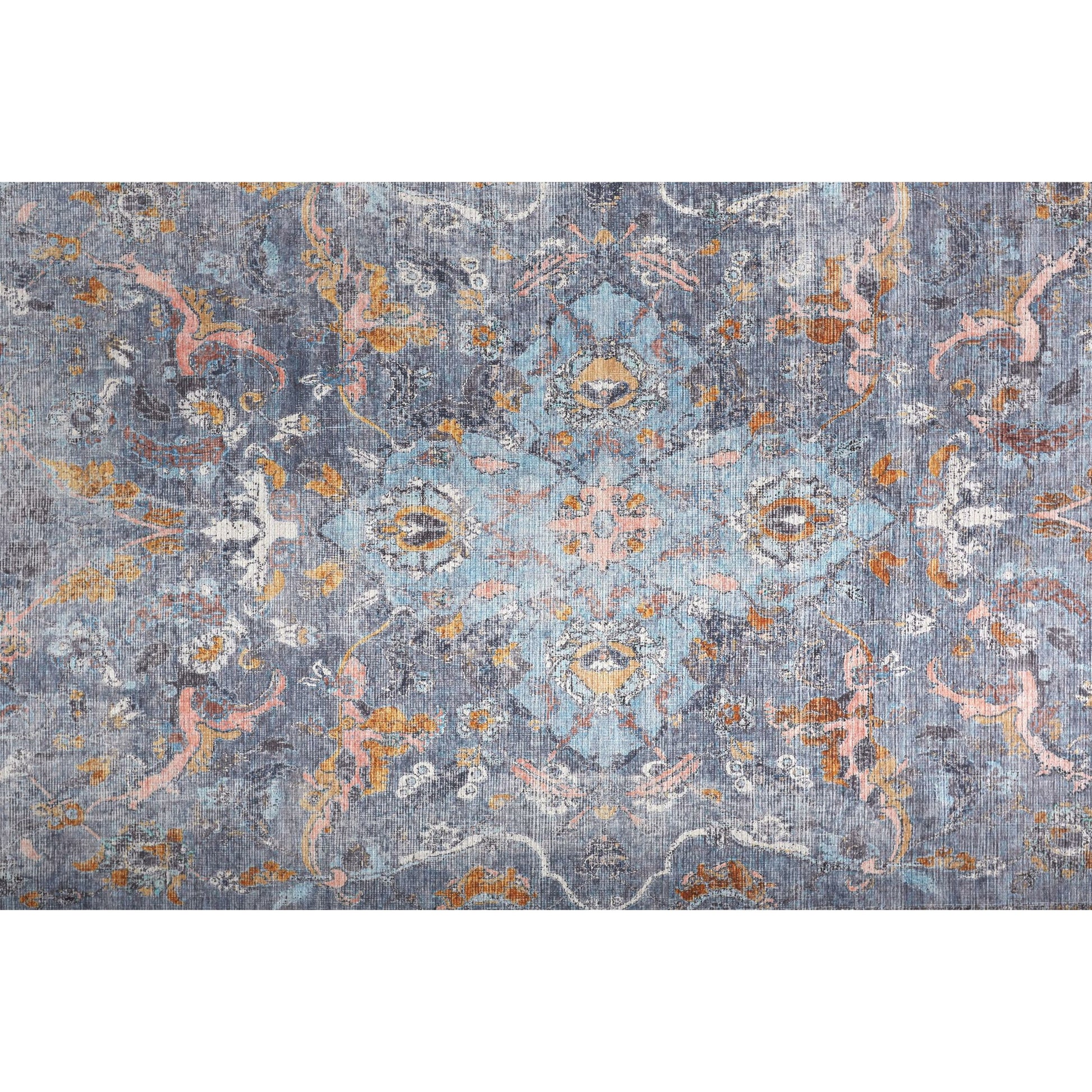 Percy Transitional Rug - 39AFF by Feizy in blue, gray, orange. Made from polyester in a unique style.