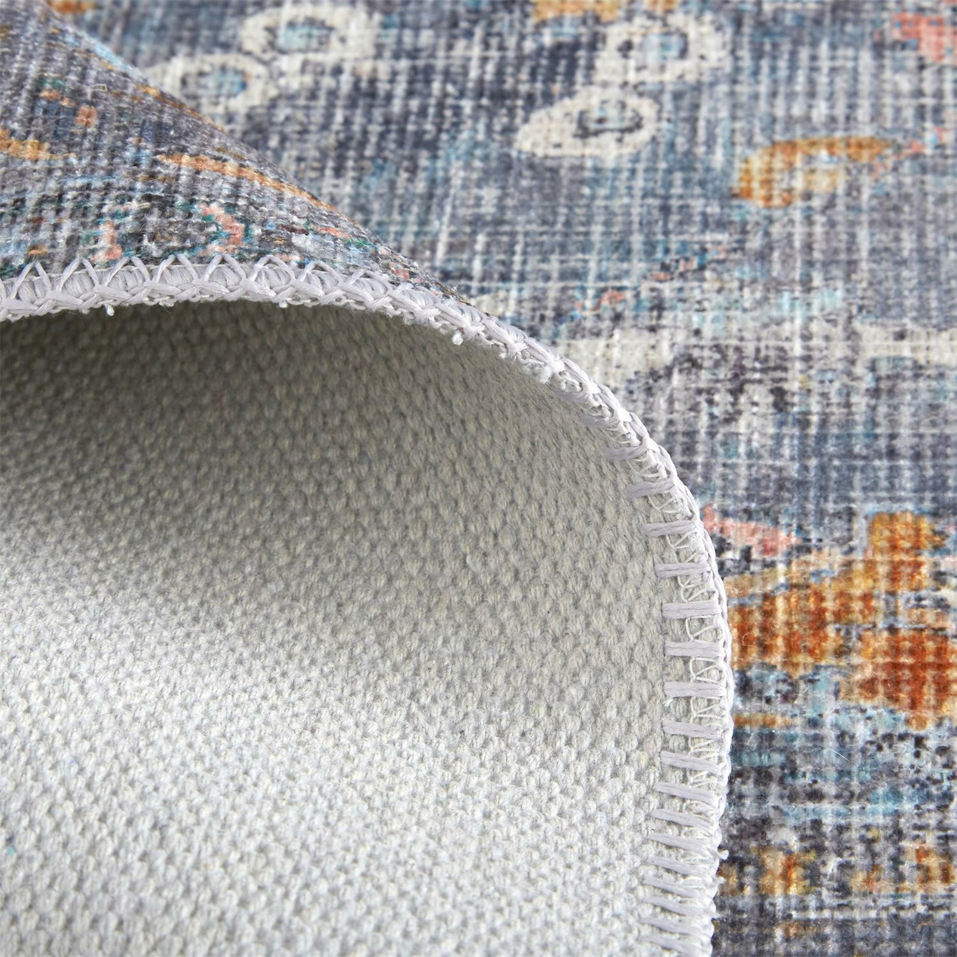 Percy Transitional Rug - 39AFF by Feizy in blue, gray, orange. Made from polyester in a unique style.
