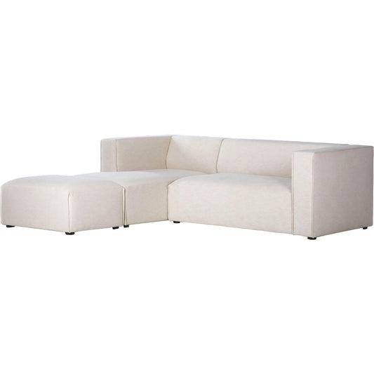 Premium Small Modular Sectional with Ottoman by LH Imports in beige, pebble chenille weave and black. Made from unique in a unique style.