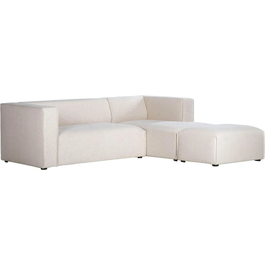 Premium Small Modular Sectional with Ottoman by LH Imports in beige, pebble chenille weave and black. Made from unique in a unique style.