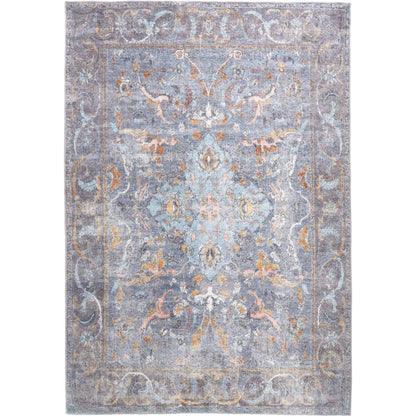 Percy Transitional Rug - 39AFF by Feizy in blue, gray, orange. Made from polyester in a unique style.