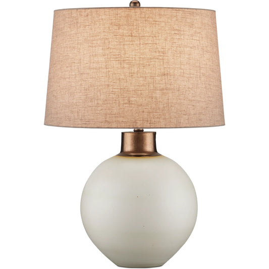 Olano Table Lamp by Currey and Company in off-white, metallic gold. Made from porcelain in a modern style.