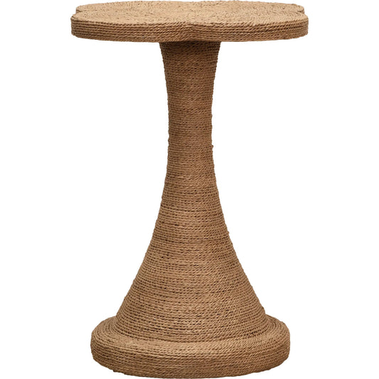 Primrose Clover Top Side Table by Worlds Away in brown. Made from solid wood, rope in a unique style.
