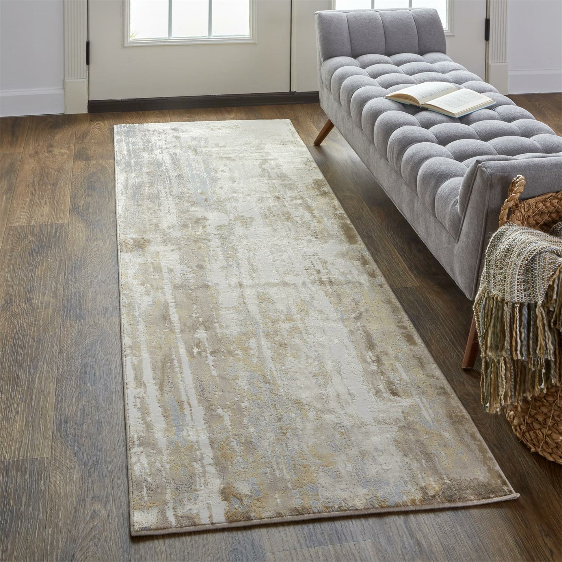 Parker Transitional Rug - 3709F by Feizy in tan, ivory, gray. Made from viscose, polyester in a unique style.