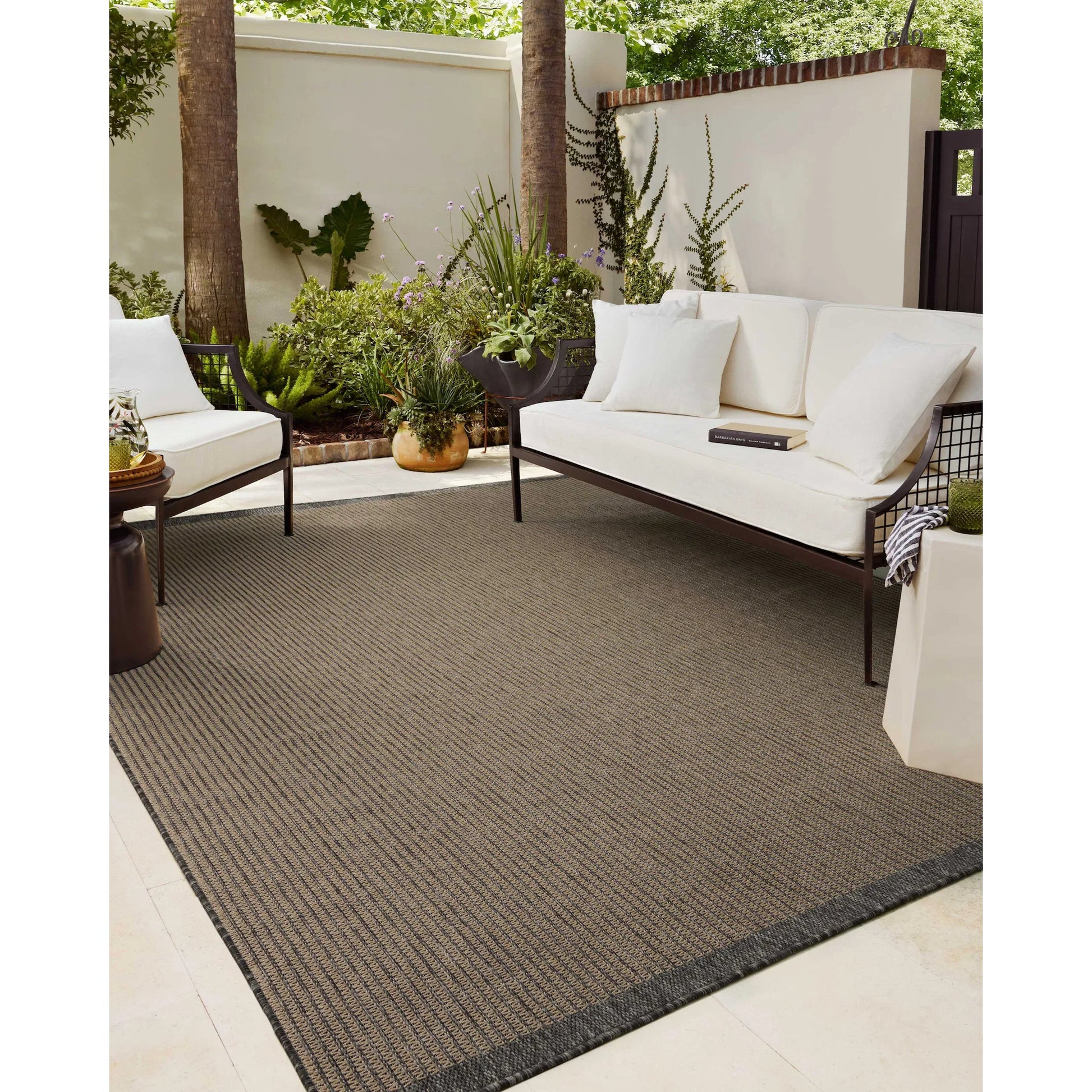 Providence PRC-03 Outdoor Rug by Chris Loves Julia x Loloi in wheat, charcoal. Made from 100% polypropylene in a unique style.