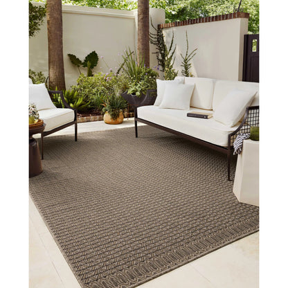 Providence PRC-05 Outdoor Rug by Chris Loves Julia x Loloi in natural, graphite. Made from 100% polypropylene in a unique style.