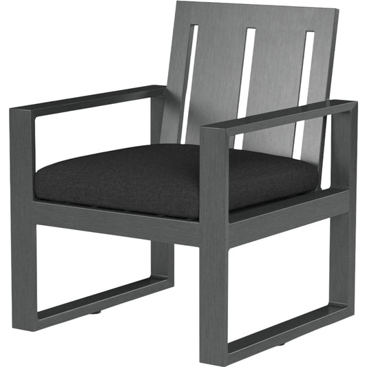 Redondo Outdoor Dining Chair by Sunset West in grays. Made from aluminum in a modern style.