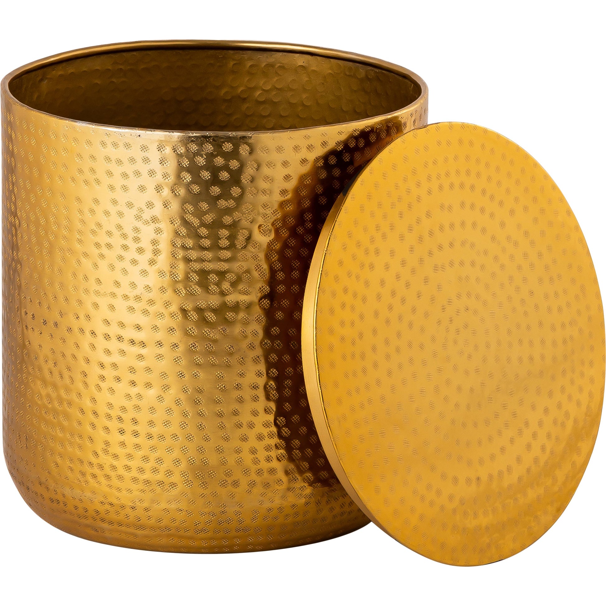 Corfu Storage Side Table by Pasargad Home in gold. Made from aluminum in a eclectic & global style.