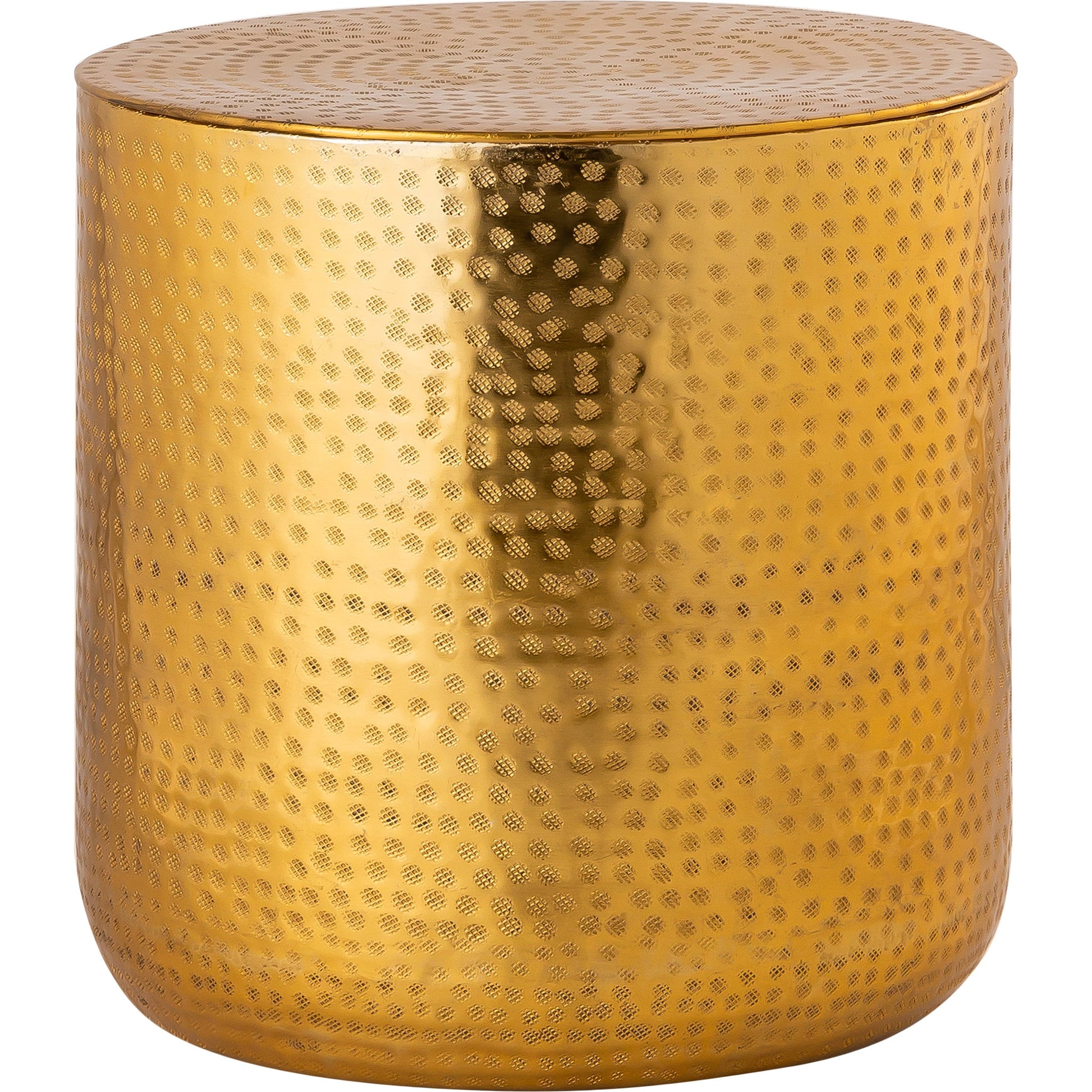 Corfu Storage Side Table by Pasargad Home in gold. Made from aluminum in a eclectic & global style.
