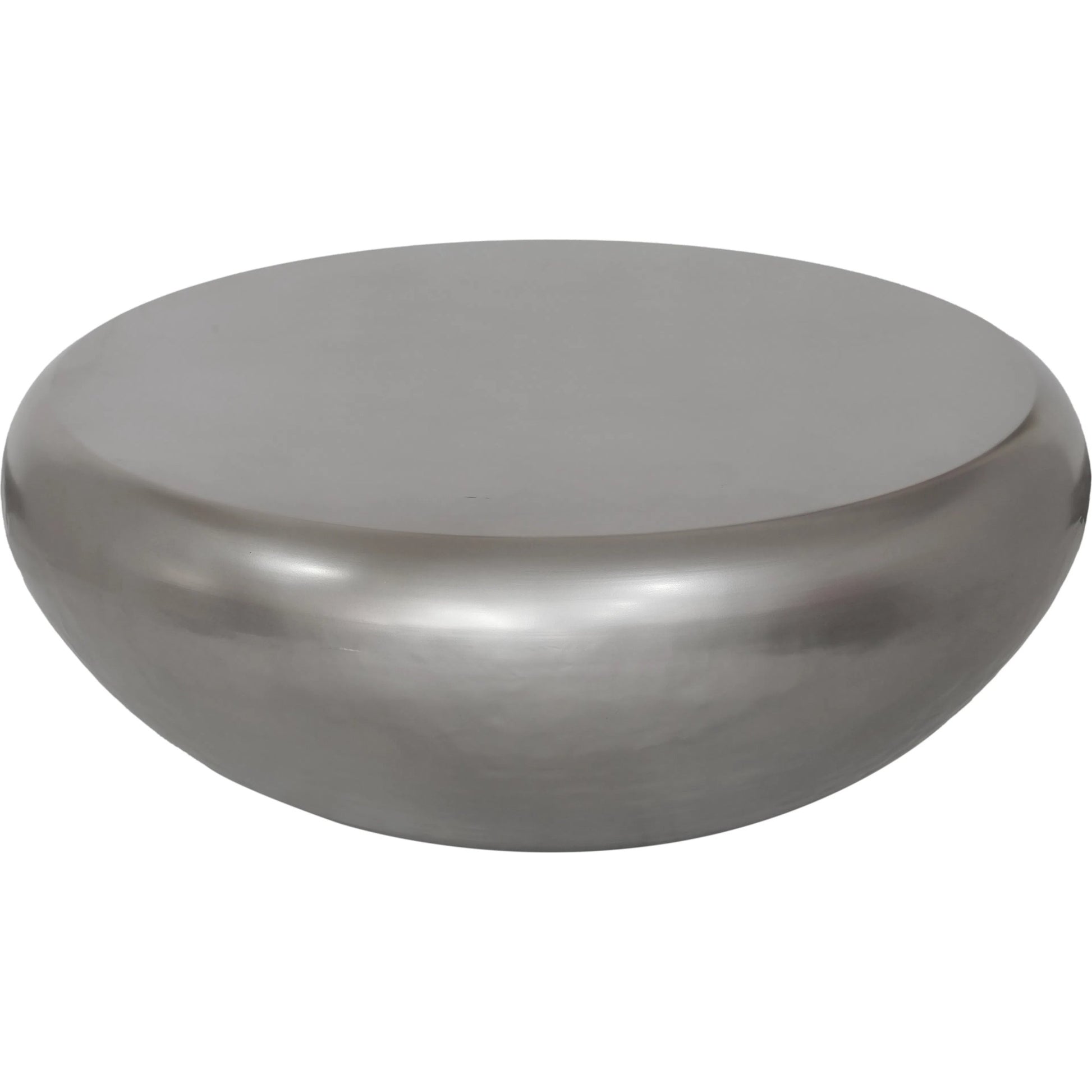 Helios Handforged Drum Coffee Table - PRR-033SIL by Pasargad Home in silver. Made from metal in a unique style.