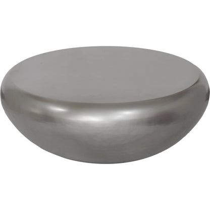 Helios Handforged Drum Coffee Table - PRR-033SIL by Pasargad Home in silver. Made from metal in a unique style.