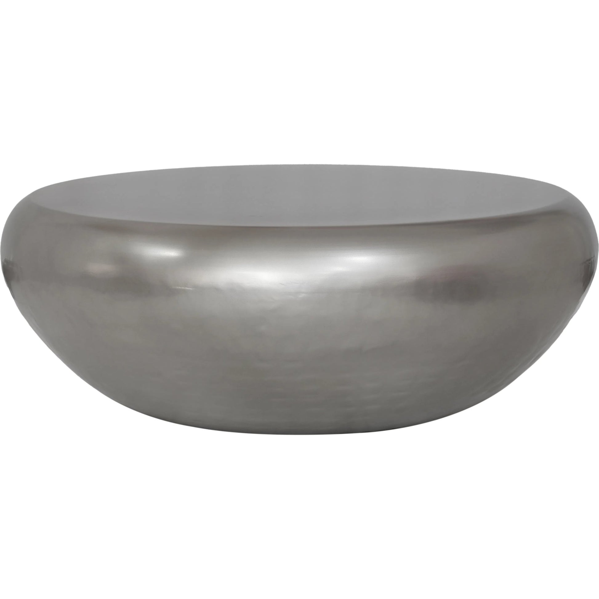 Helios Handforged Drum Coffee Table - PRR-033SIL by Pasargad Home in silver. Made from metal in a unique style.