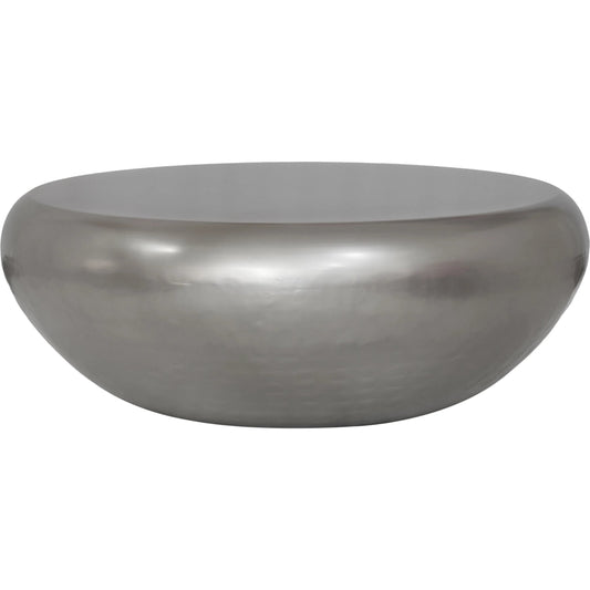Helios Handforged Drum Coffee Table - PRR-033SIL by Pasargad Home in silver. Made from metal in a unique style.