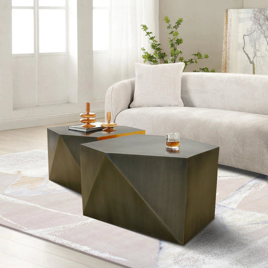 Urban Chiz Style Coffee Table Set by Pasargad Home in grey. Made from iron in a unique style.