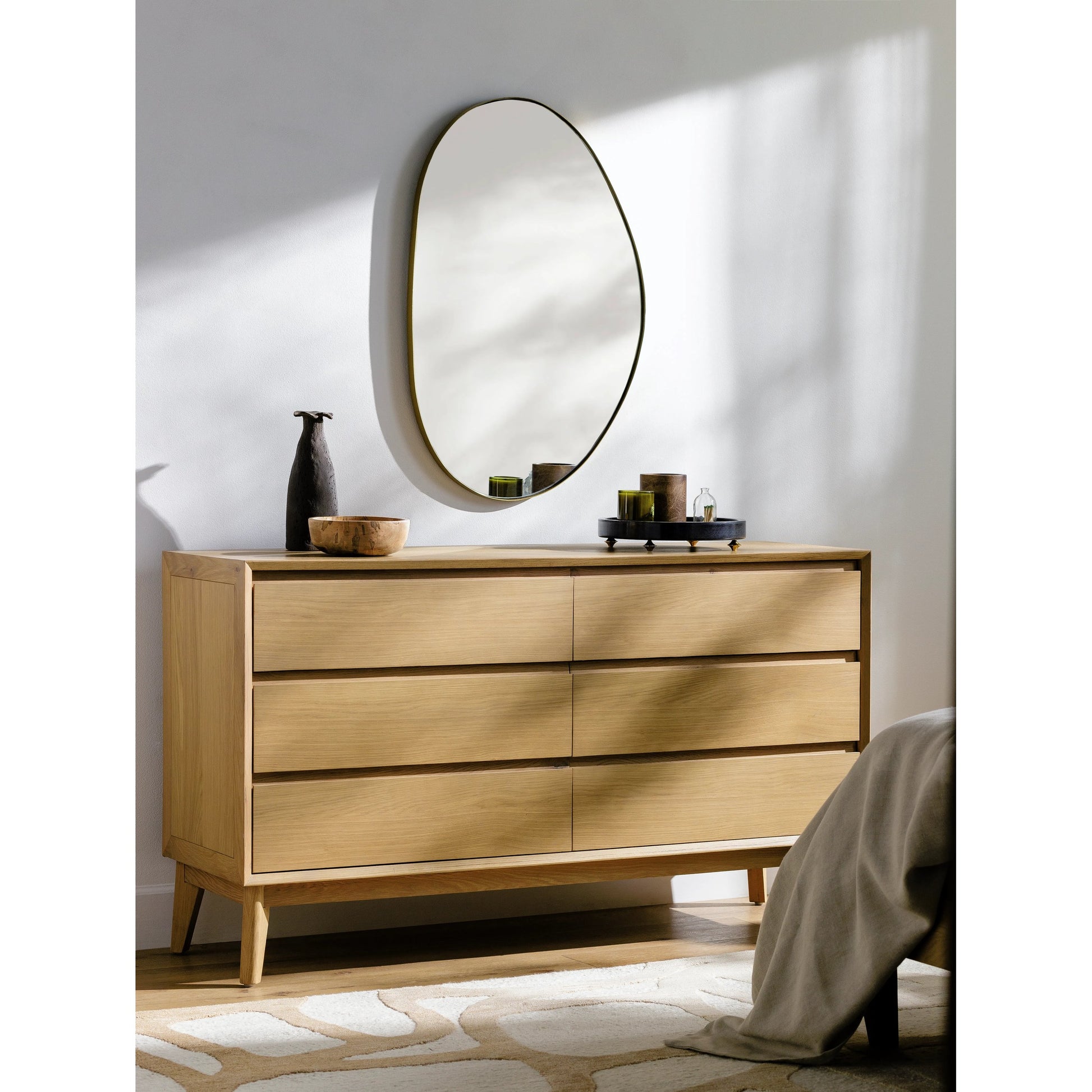 Pryce Dresser by Surya in brown and wood finish. Made from oak in a modern style.