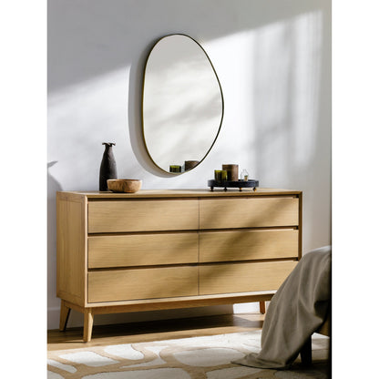 Pryce Dresser by Surya in brown and wood finish. Made from oak in a modern style.
