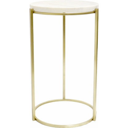Carina Side Table by Pasargad Home in gold. Made from marble, steel in a transitional style.