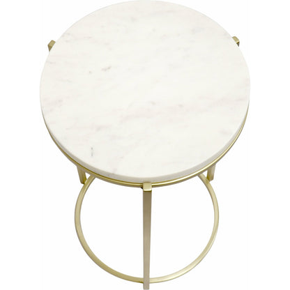 Carina Side Table by Pasargad Home in gold. Made from marble, steel in a transitional style.