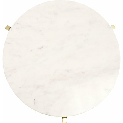 Carina Side Table by Pasargad Home in gold. Made from marble, steel in a transitional style.
