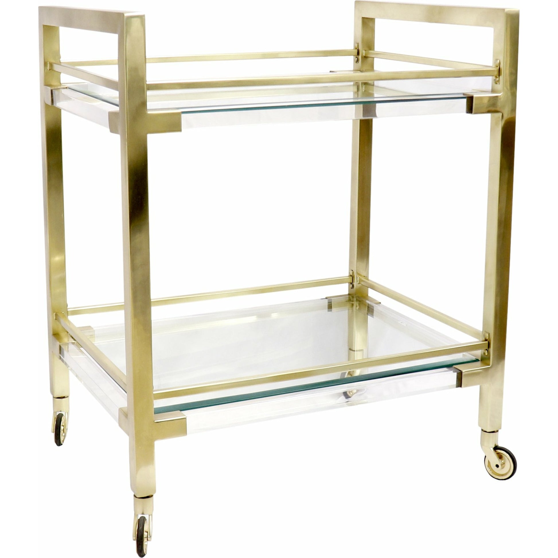 Baylor Serving Table by Pasargad Home in brass. Made from lucite, steel in a unique style.