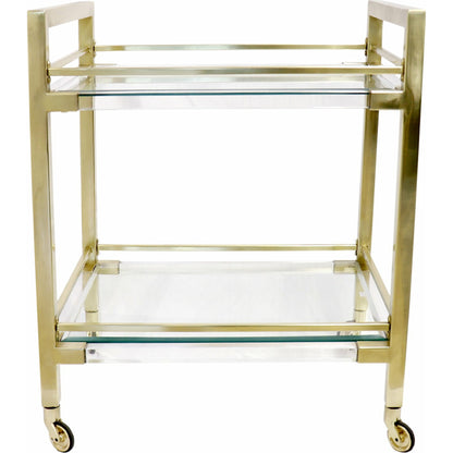 Baylor Serving Table by Pasargad Home in brass. Made from lucite, steel in a unique style.