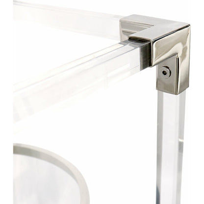 Soren Lantern by Pasargad Home in clear. Made from lucite, steel in a transitional style.