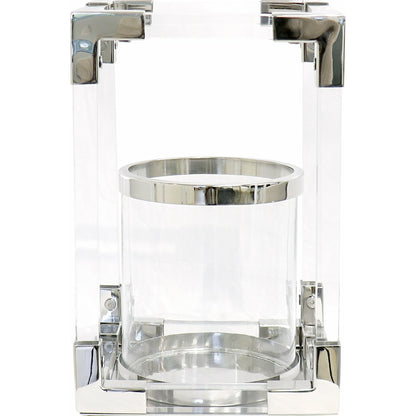 Soren Lantern by Pasargad Home in clear. Made from lucite, steel in a transitional style.