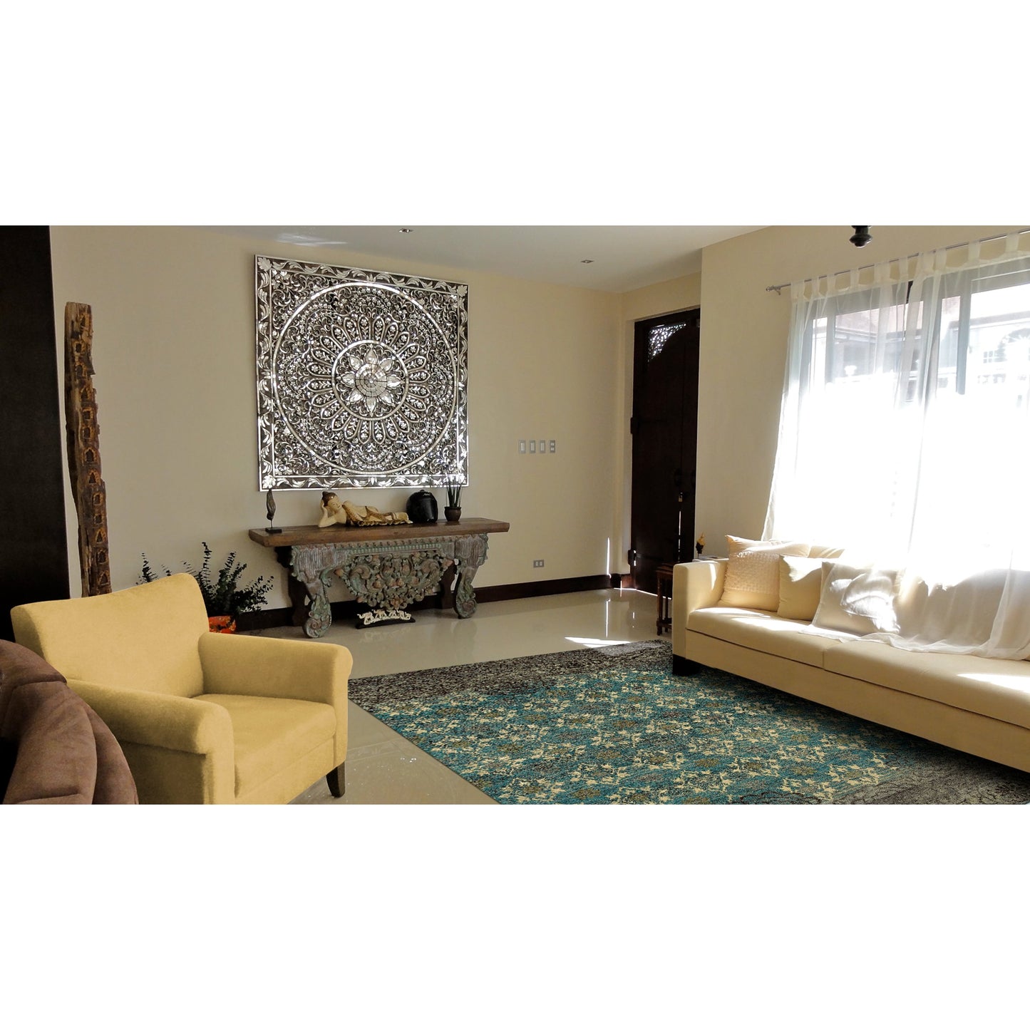004 SI-2004569,SI-2004571,SI-2004573 | Lifestyle | Qing Transitional & Botanical Rug - 6066F by Feizy in blue, green, brown. Made from wool, viscose in a unique style.
