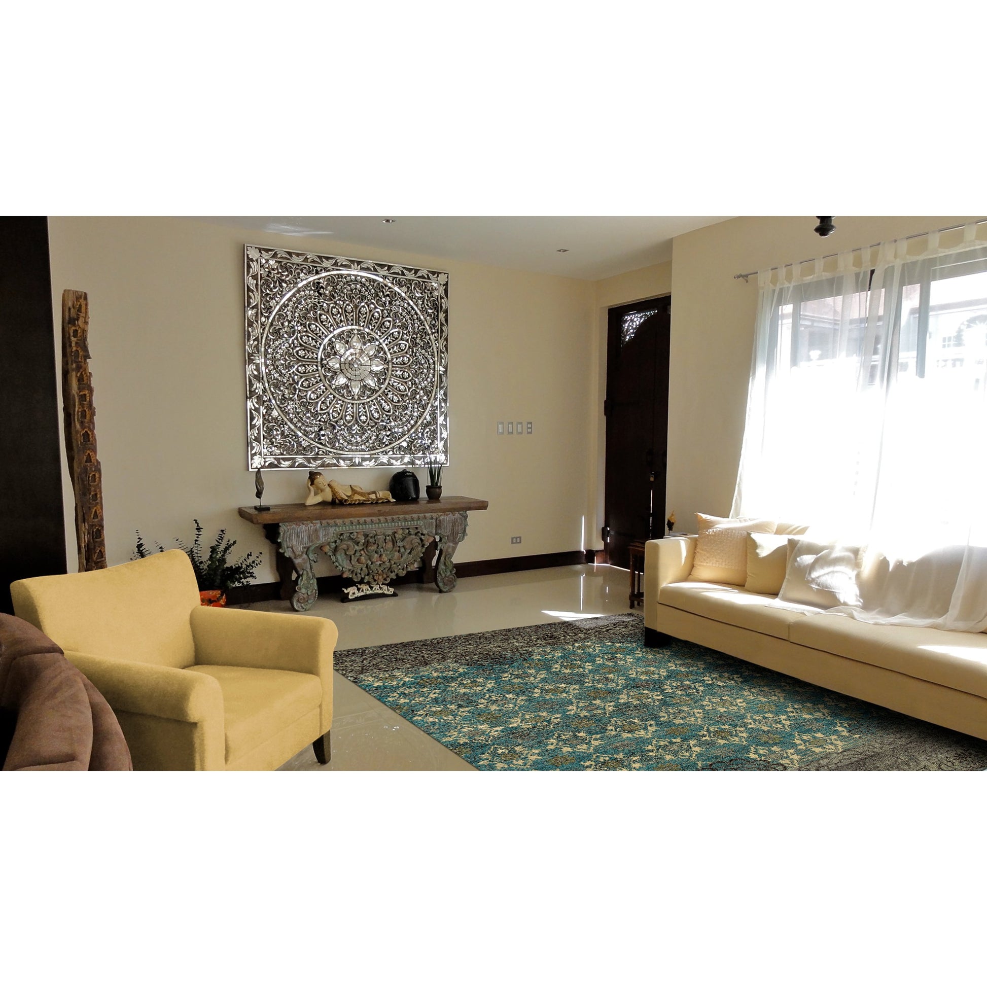 Qing Transitional & Botanical Rug - 6066F by Feizy in blue, green, brown. Made from wool, viscose in a unique style.