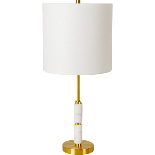 Pismoc - 32425 by Surya in body: white, gold, base: metallic - gold, shade (outside): ivory, shade (inside): white, finial: metallic - gold, harp: metallic - brass, cord: translucent and polishedpolishednaturalpolished. M