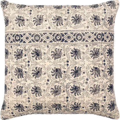 Prisha Pillow - 8032 by Livabliss in navy, light beige. Made from 100% cotton in a eclectic & global style.