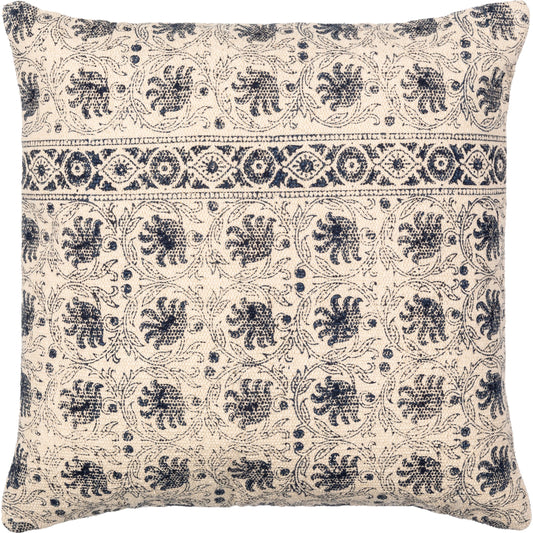 Prisha Pillow - 8032 by Surya in light beige, navy. Made from 100% cotton in a eclectic & global style.
