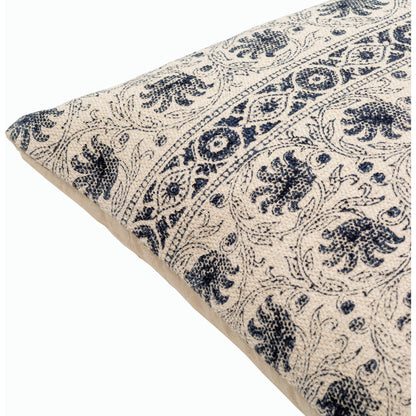 Prisha Pillow - 8032 by Livabliss in navy, light beige. Made from 100% cotton in a eclectic & global style.